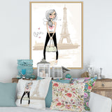 Cute Girl By The Tour Eiffel In Paris