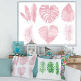 Tropical Pink Watercolour Leaves I