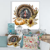 Thanksgiving Vintage Turkey Sunflowers and Pumpkin