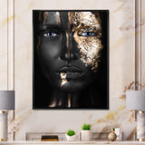 Portrait of A Afro American Girl with Gold Makeup