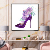 Dark Purple Stiletto Shoe With Pink VIolet Roses