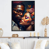 Loving Couple Kissing Floral Design III