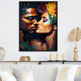 Loving Couple Kissing Floral Design VI