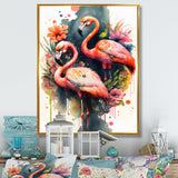 Cute Flamingos Floral Art II