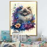 Cute Persian Cat Floral Art II