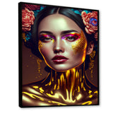 Gold And Black Floral Asian Woman I