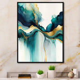 Teal And Gold Abstract Expression I