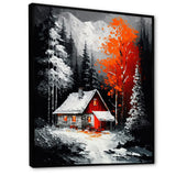 Monochrome Orange Cottage In Winter I