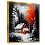 Monochrome Orange Cottage In Winter I