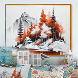 Monochrome Orange Cottage In Winter II