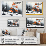 Monochrome Orange Cottage In Winter IV