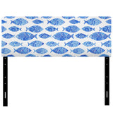 Seamless pattern with fishes upholstered headboard