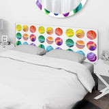 Abstract round labels set upholstered headboard
