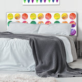 Abstract round labels set upholstered headboard