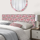 Red Rose in Pink background  upholstered headboard