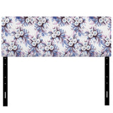 Flowery Purple in White Background upholstered headboard