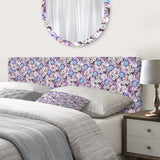 Cascade Bouquet Royal Blue Purple and White Flowers upholstered headboard