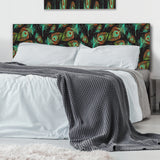 Multicolored Decorative Abstract Bird Feathers upholstered headboard