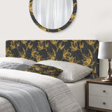 Hand Drawn Floral Pattern upholstered headboard