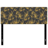 Hand Drawn Floral Pattern upholstered headboard