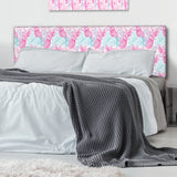 Colorful Pattern with Tropical Flowers & Pineapples upholstered headboard