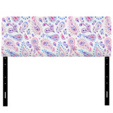 Pink Purple Paisly upholstered headboard