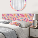 Colorful Feathers Pattern upholstered headboard