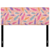 Colorful Feathers Pattern upholstered headboard