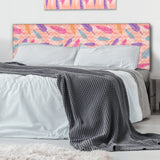 Colorful Feathers Pattern upholstered headboard