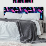 Pattern with Painted Bird Feathers upholstered headboard