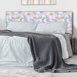 Drop-Shaped Twists & Pattern of Undulating Geometric Forms upholstered headboard