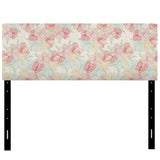 Abstract Flower Pattern with Orchid upholstered headboard