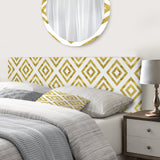 White and Gold Pattern upholstered headboard