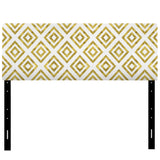 White and Gold Pattern upholstered headboard