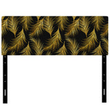 Golden Tropical Leaves Pattern upholstered headboard