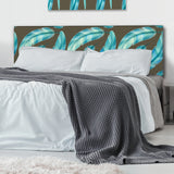 Pattern with Colorful Feathers upholstered headboard