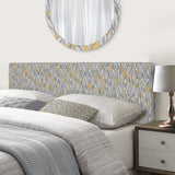 Abstract Monochromic Pattern with Contour Leaves upholstered headboard