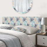 Blue and Beige Triangular Geometry upholstered headboard