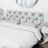 Blue and Beige Triangular Geometry upholstered headboard