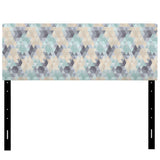 Blue and Beige Triangular Geometry upholstered headboard