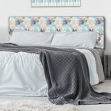 Blue and Beige Triangular Geometry upholstered headboard