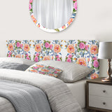 Pink, Purple and Yellow Flowers upholstered headboard