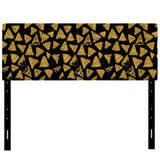 Golden Glitter Triangles on Black Background upholstered headboard