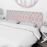 Colorful Geometry in Pink, Blue, Yellow and Black upholstered headboard