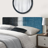 Teal Meets Grey Abstract Art upholstered headboard