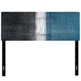 Teal Meets Grey Abstract Art upholstered headboard