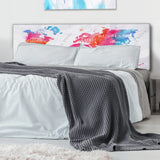 World Map In Pink and Blue upholstered headboard