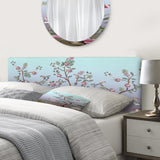 Chinoiserie With Birds and Peonies II upholstered headboard