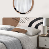 Abstract Shapes in Terracotta and Ivory Shapes I upholstered headboard