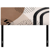 Abstract Shapes in Terracotta and Ivory Shapes I upholstered headboard